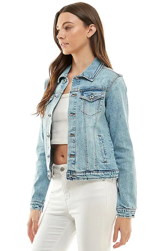 Spandex  Ladies  Casual Denim Jacket - Image #12