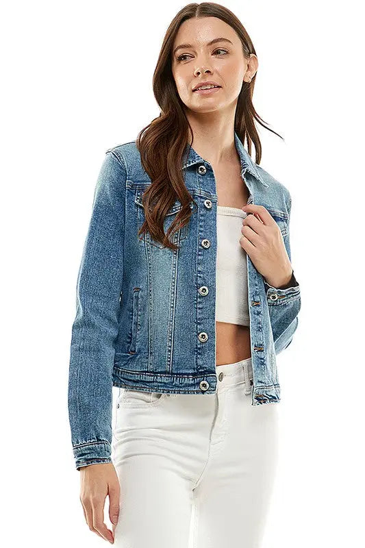 Spandex  Ladies  Casual Denim Jacket - Image #8