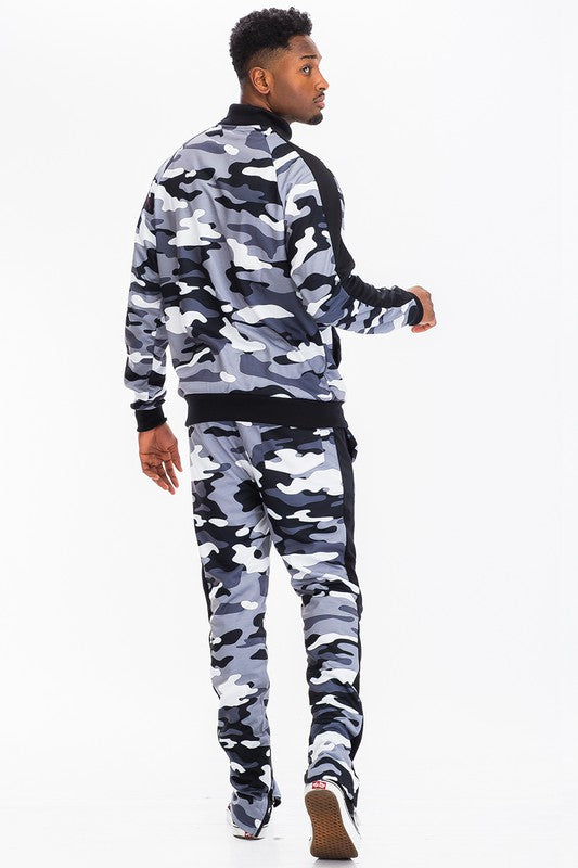 FULL CAMO WITH STRIPE TRACK BOTTOM PANTS - Panther®