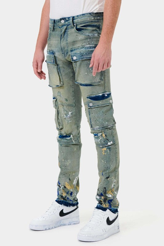 MULTI CARGO SLIM STRAIGHT DENIM - Panther®