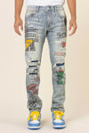 ALL OVER DOODLING SLIM FIT DENIM - Panther®