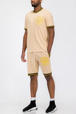 Lion Head Embroidery T-shirt and Short Set - Panther®