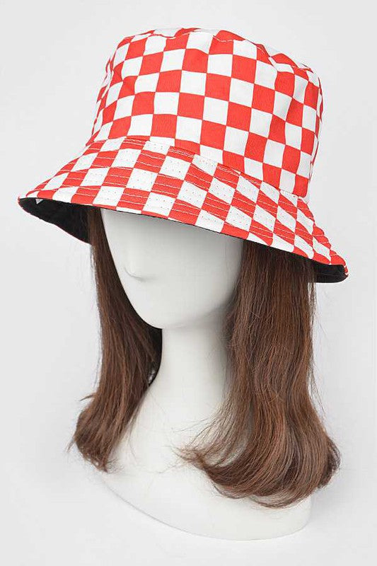 Reversible Checker Print Bucket Hat