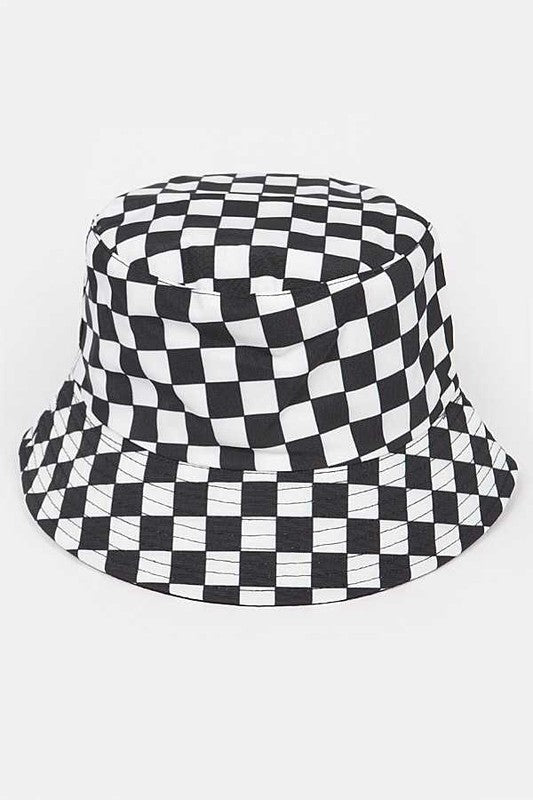 Reversible Checker Print Bucket Hat