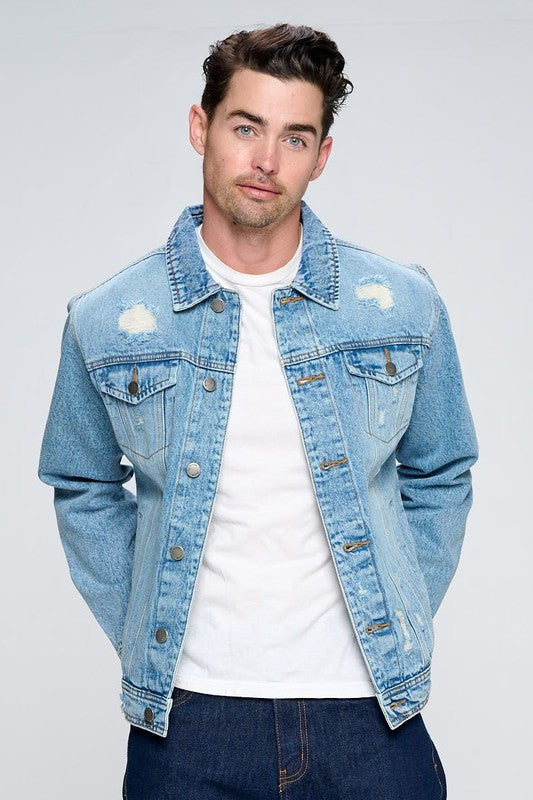 Men's Denim Jacket with Distressed - Panther®