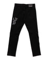 Multi Patch Slim Fit Black Denim Pants - Panther®