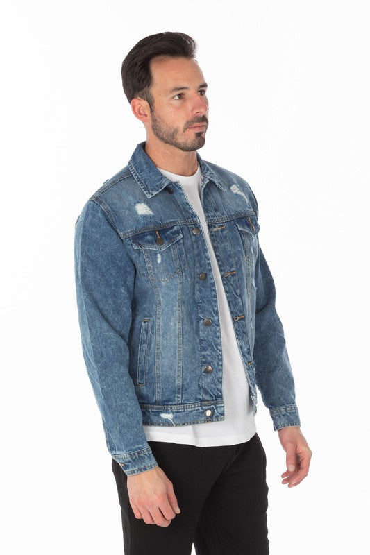 Men's Denim Jacket with Distressed - Panther®