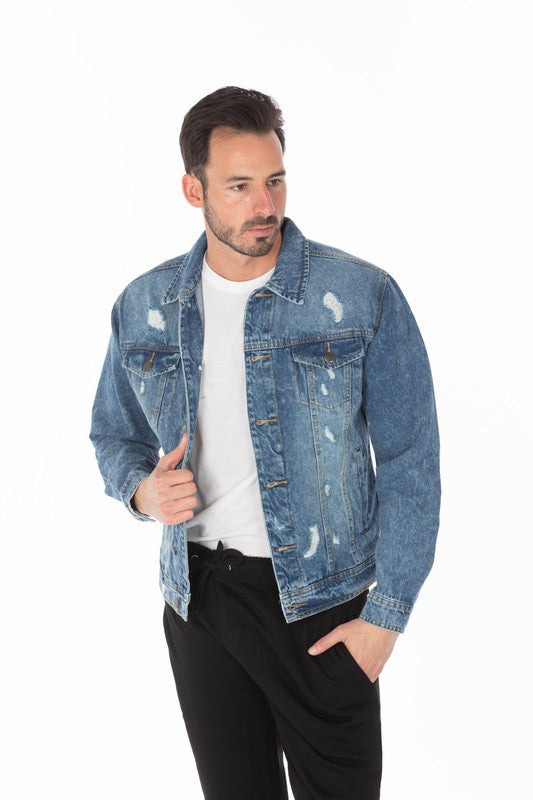 Men's Denim Jacket with Distressed - Panther®