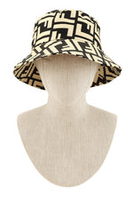 Greek Pattern Print Bucket Hat