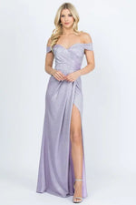 Off the shoulder glittery jacquard gathered gown - Image #14