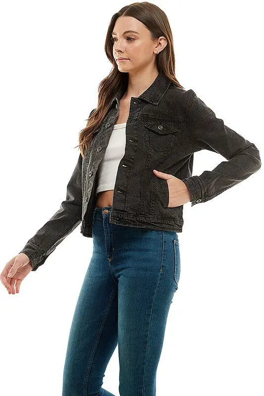 Spandex  Ladies  Casual Denim Jacket - Image #3