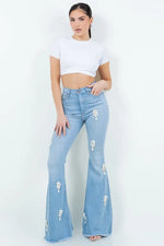 Perla Bell Bottom Jean in Light Wash - Image #4