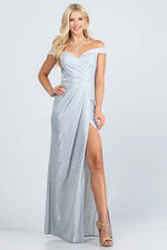 Off the shoulder glittery jacquard gathered gown - Image #10