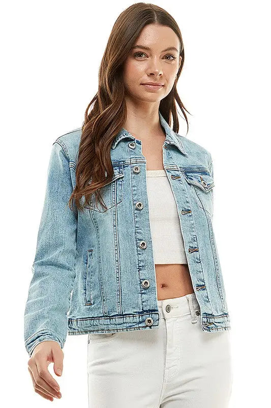 Spandex  Ladies  Casual Denim Jacket - Image #11