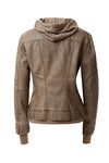 Women's Hood PU Leather Jacket - Image #6