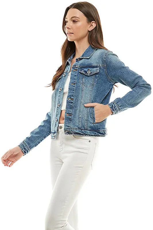 Spandex  Ladies  Casual Denim Jacket - Image #9