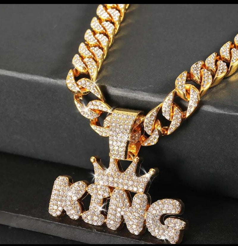 Crown KING Pendant + Cuban Chain - Panther®