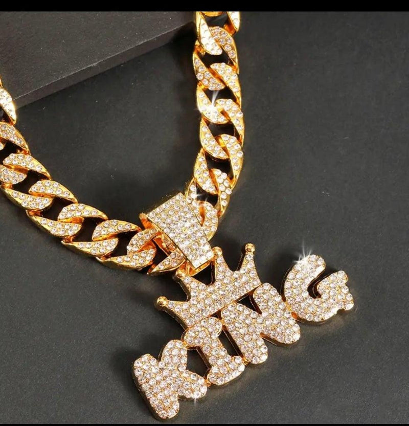 Crown KING Pendant + Cuban Chain - Panther®