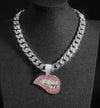 Pink Lips Pendant + Cuban Chain - Panther®