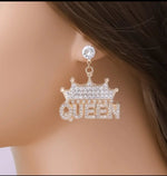 Exaggerated Rhinestone Drop Earrings Queen Letter Pendant Shiny Dangle Earrings All-match Women's Ear Jewelry - Panther®