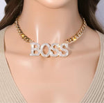 Exaggerated Choker Necklace BOSS Letter With Chunky Hollow Chain Adjustable Hip Hop Golden Neck Chain For Party / Nightclub - Panther®